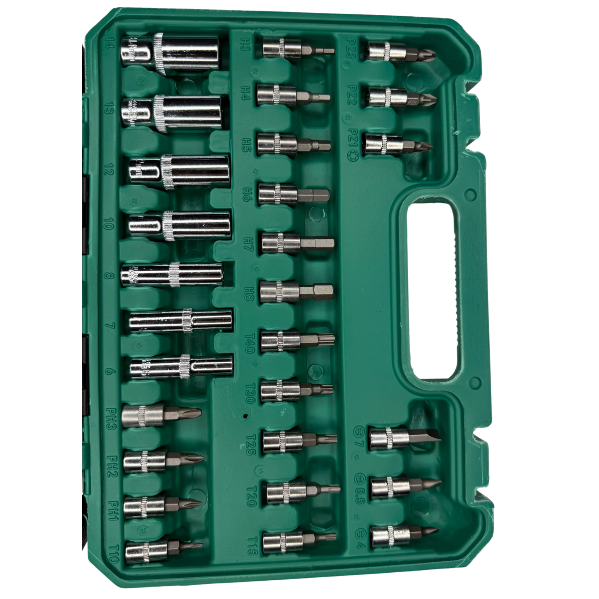 Juego de Rache 1/4” de 53 Piezas con Copas Métricas y Puntas Torx – Kit Profesional en Estuche Rígido