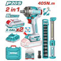Llave de Impacto Inalámbrica TOTAL 20V 1/2” 405Nm con 2 Baterías, Copas y Maletín Rígido